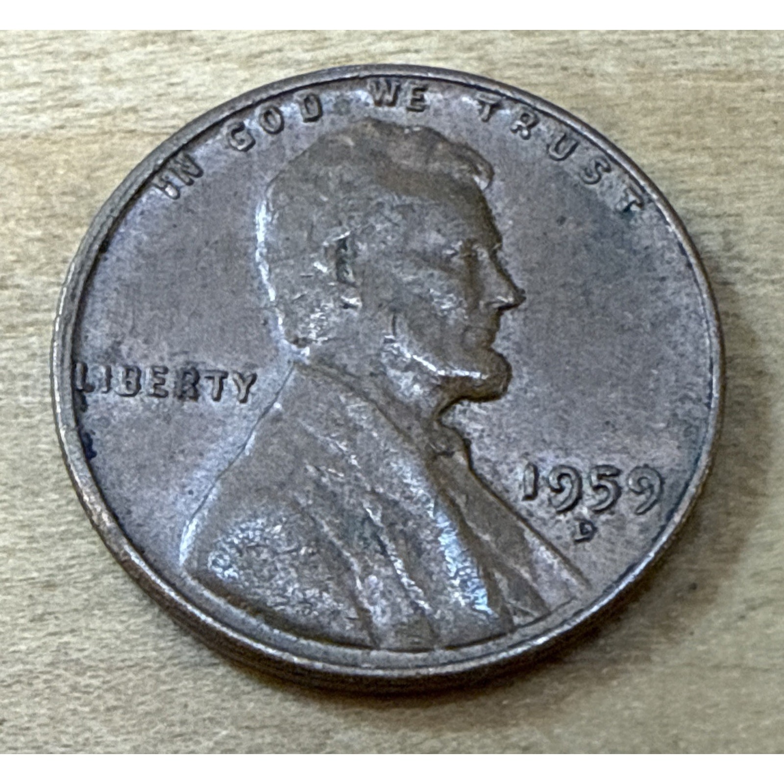 1959 D Lincoln Cent Double Struck Rim Error Rom Abrasion